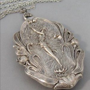 Isis Goddess Locket Necklace,Locket, Vintage Pendant Silver Flower Greek Witch